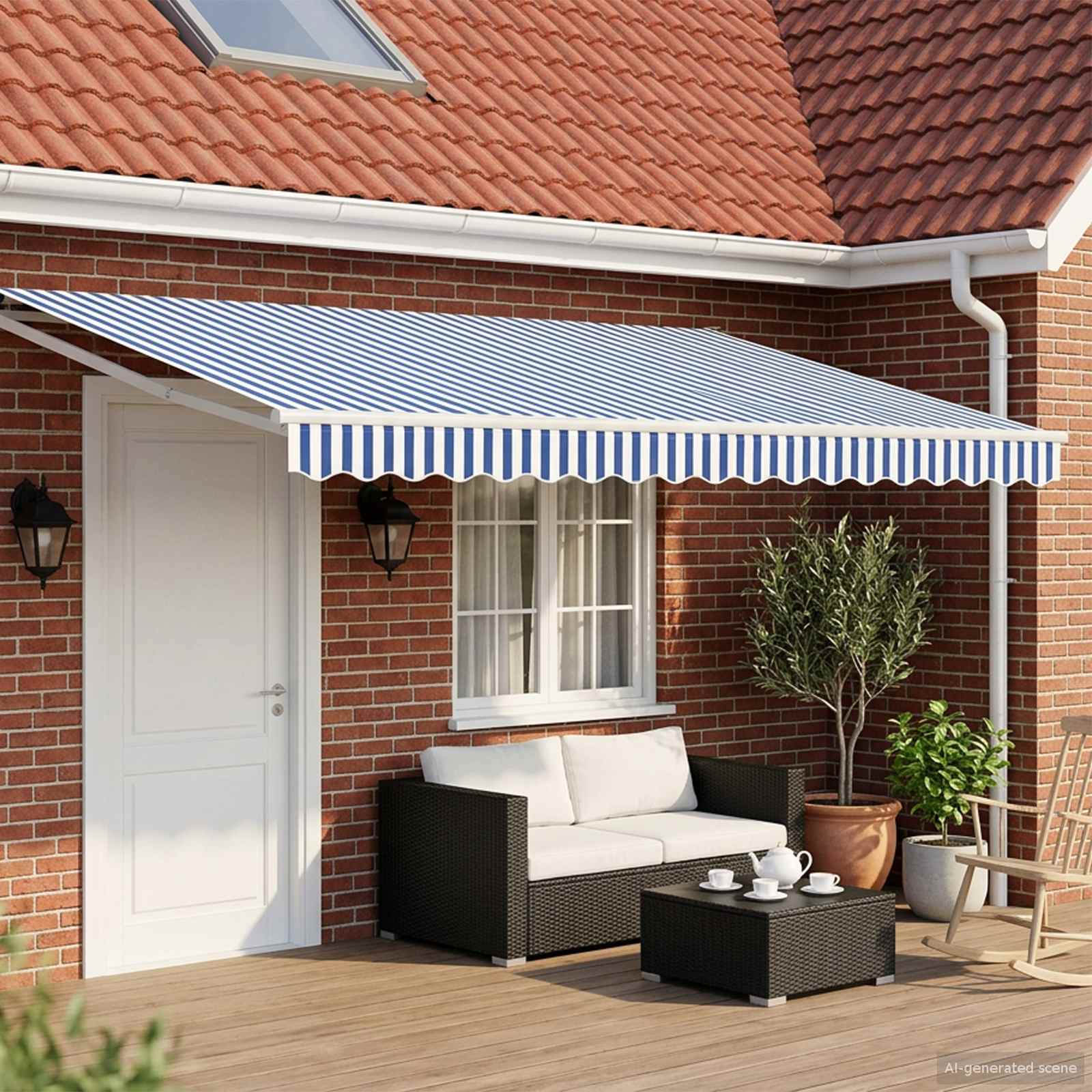 Uitschuifbare luifel Blauw en Wit 4 x 2 m is nu te koop bij PeponiXL, paradijselijk wonen!