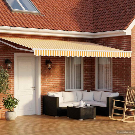 Uitschuifbare luifel Geel en wit 4 x 2 m is nu te koop bij PeponiXL, paradijselijk wonen!