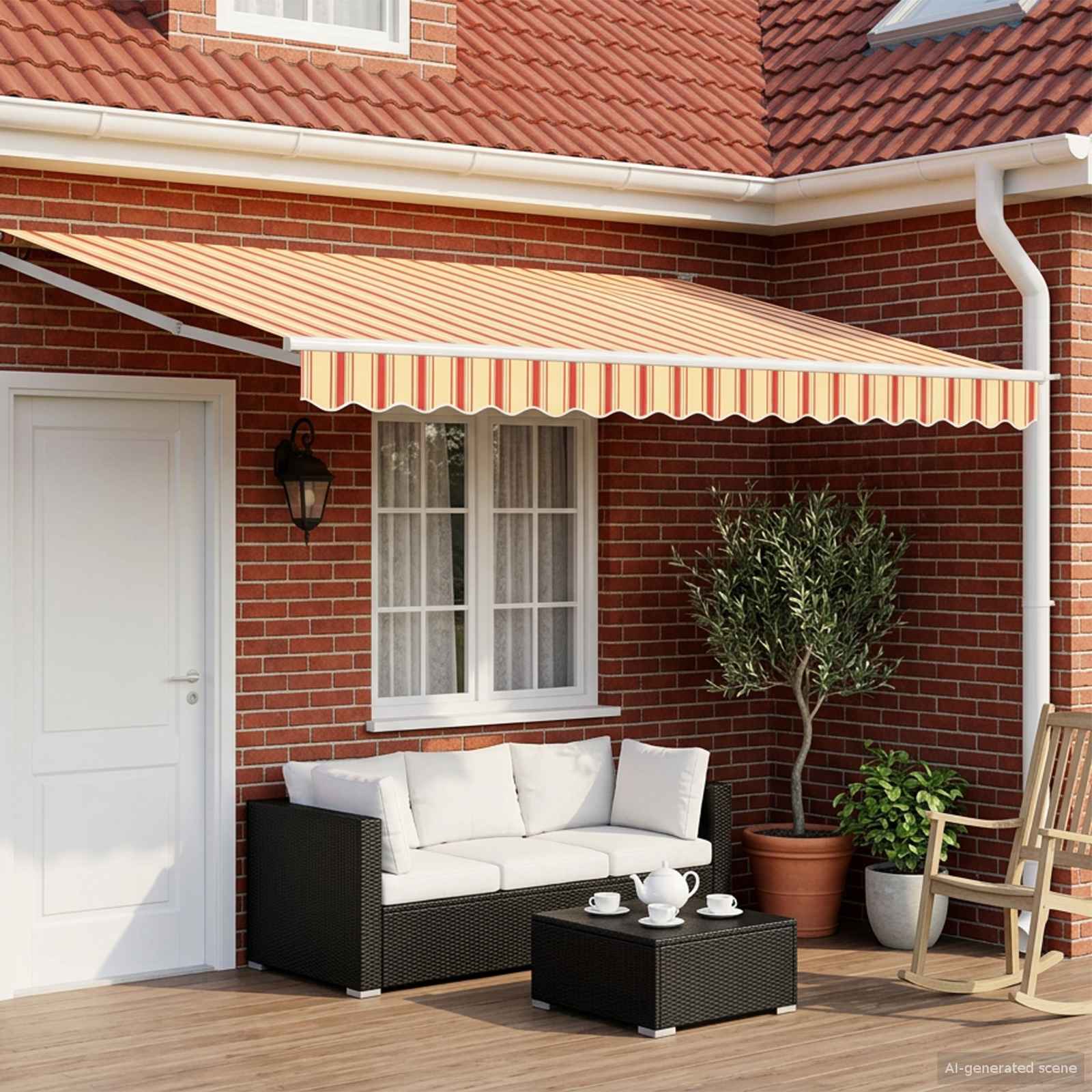 Uitschuifbare luifel Geel, Oranje en Wit 4 x 2 m is nu te koop bij PeponiXL, paradijselijk wonen!