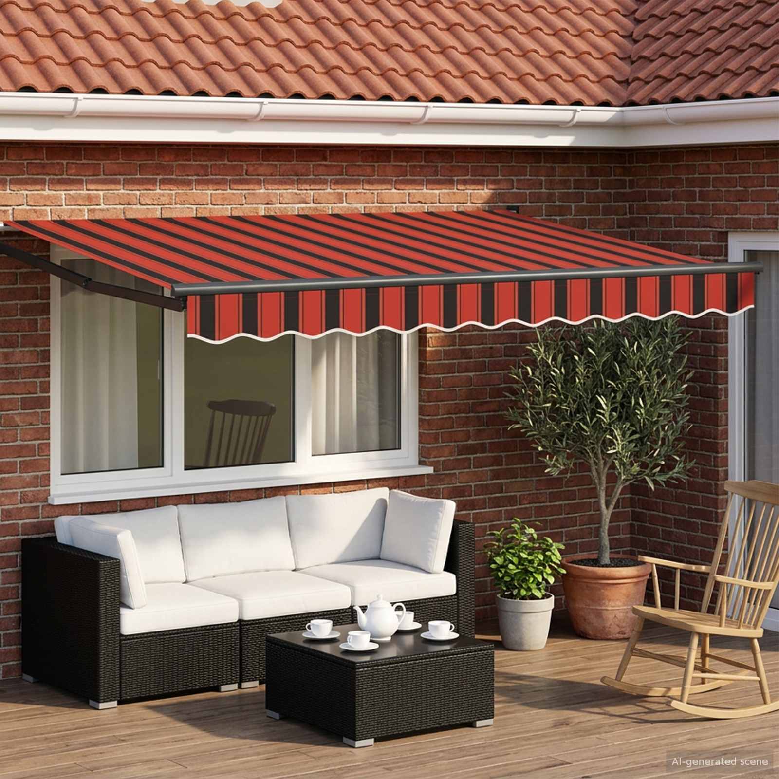 Uitschuifbare luifel Oranje, Zwart en Geel 2,5 x 2 m is nu te koop bij PeponiXL, paradijselijk wonen!