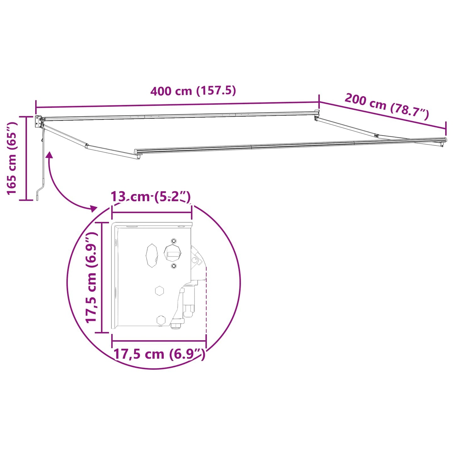 Elektrisch Uittrekbaar Zonnescherm Antraciet 4 x 2 m is nu te koop bij PeponiXL, paradijselijk wonen!