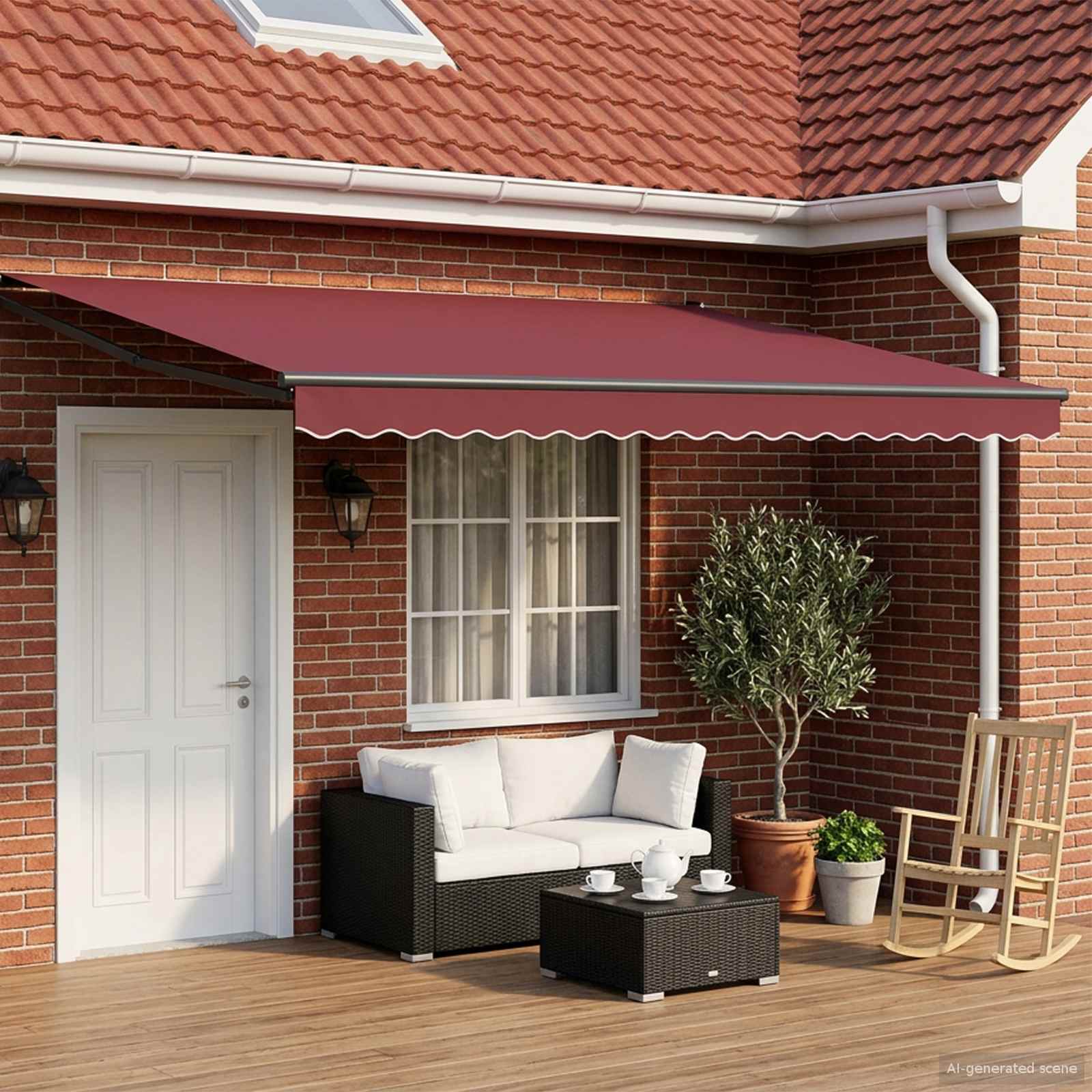 Elektrisch Uittrekbaar Zonnescherm Bordeauxrood 4 x 2 m is nu te koop bij PeponiXL, paradijselijk wonen!