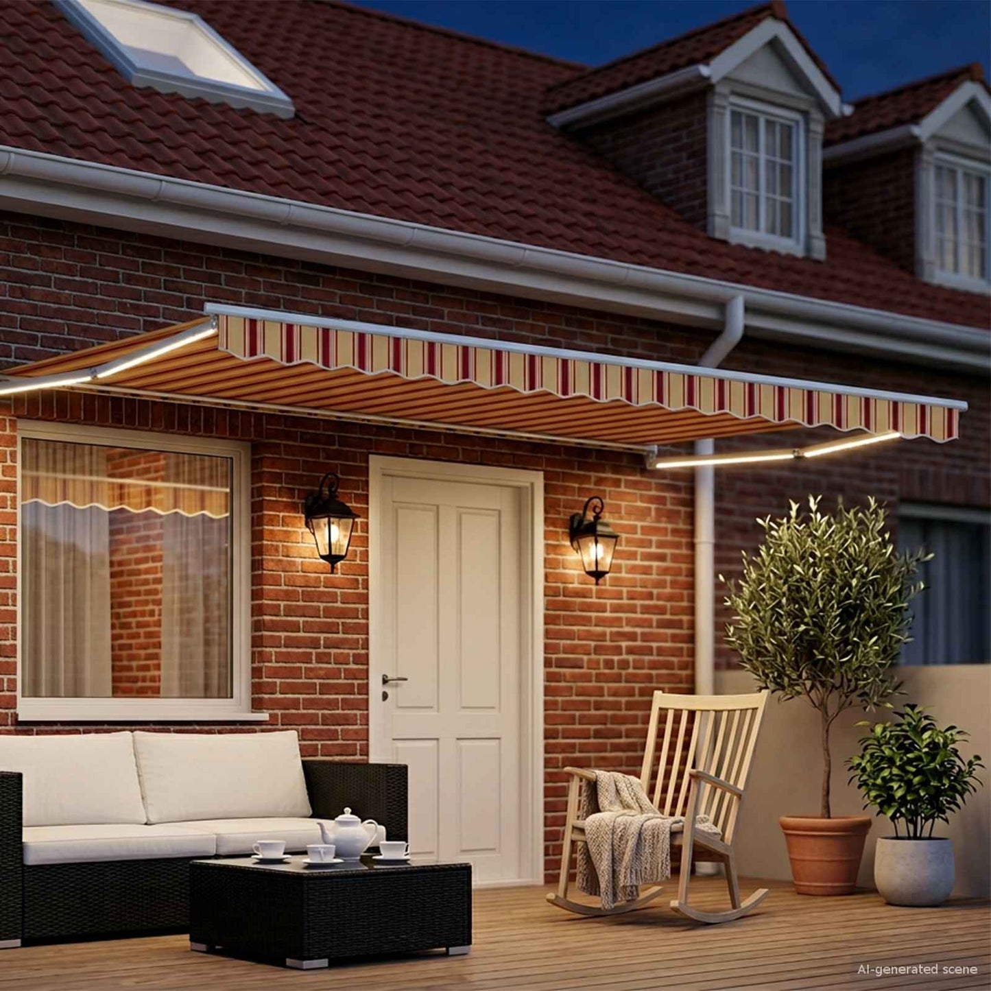 Handbediende luifel met LED's Multikleur 4 x 2 m is nu te koop bij PeponiXL, paradijselijk wonen!
