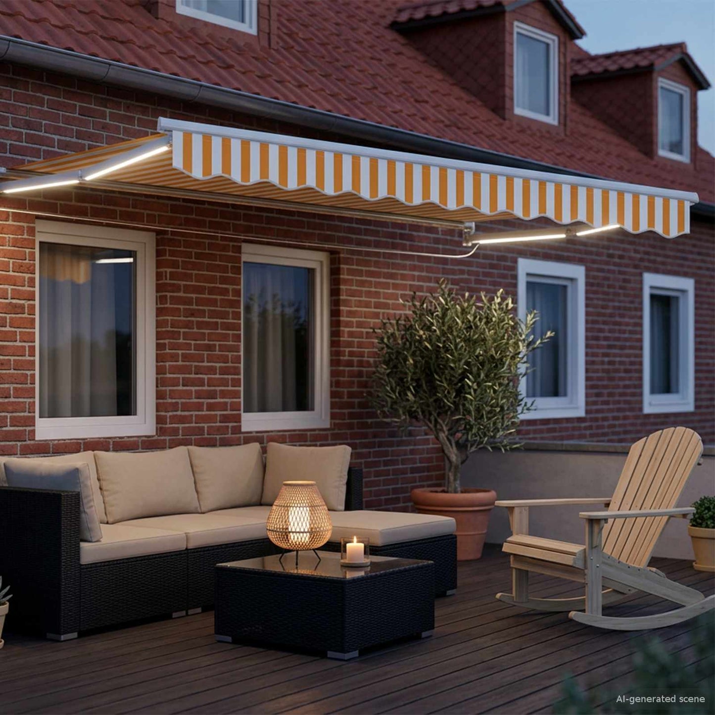 Handbediende luifel met LED's Geel en Wit 3 x 2,5 m is nu te koop bij PeponiXL, paradijselijk wonen!