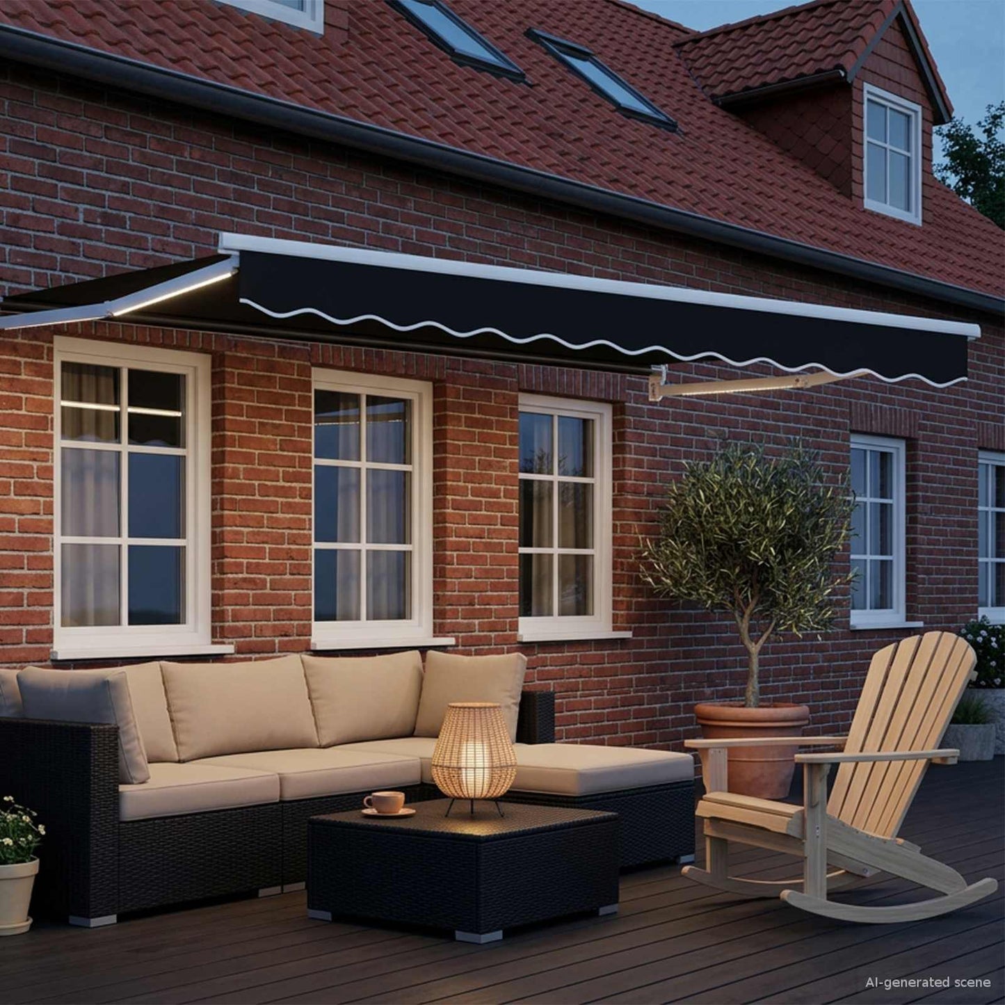 Handbediende luifel met LED's Zwart en Wit 3 x 2,5 m is nu te koop bij PeponiXL, paradijselijk wonen!