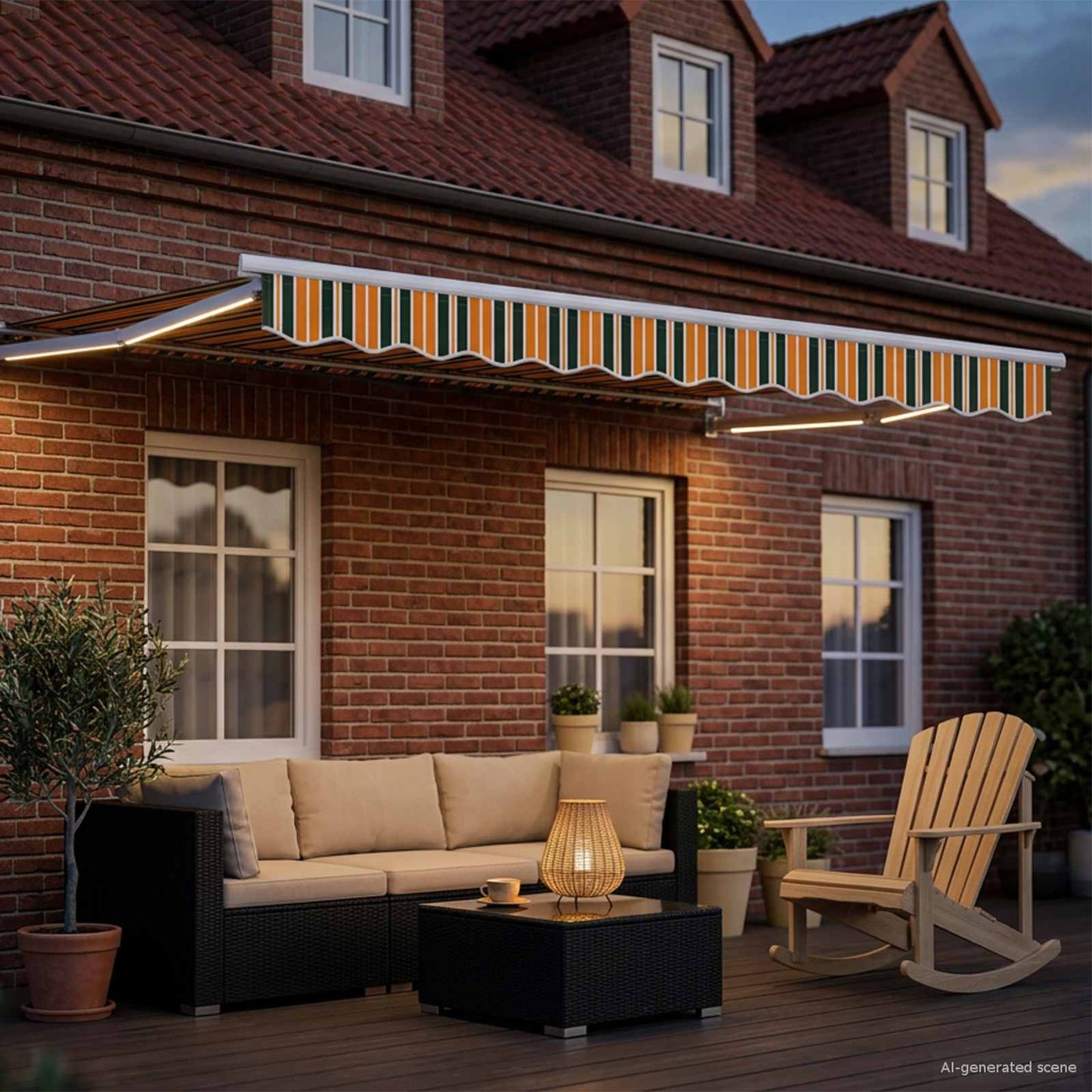 Handbediende luifel met LED's Groen, Geel, Wit 3 x 2,5 m is nu te koop bij PeponiXL, paradijselijk wonen!