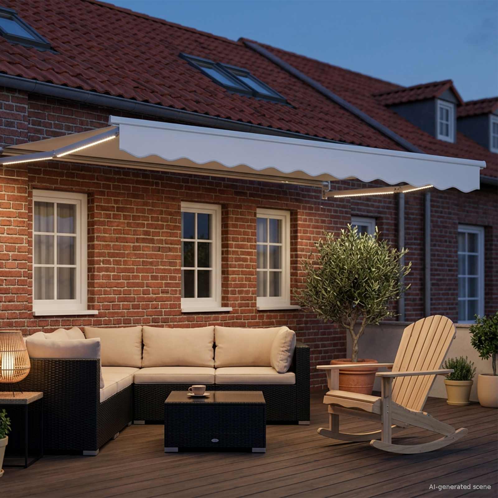 Handbediende luifel met LED's Wit 3,5 x 2,5 m is nu te koop bij PeponiXL, paradijselijk wonen!