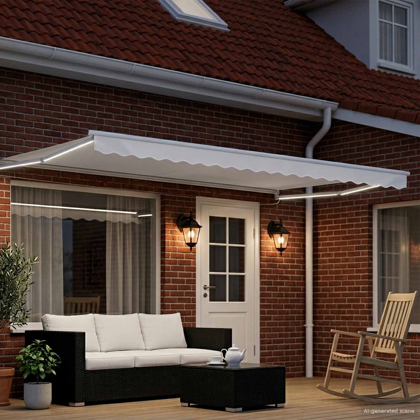 Handbediende luifel met LED's Wit 4 × 3 m is nu te koop bij PeponiXL, paradijselijk wonen!