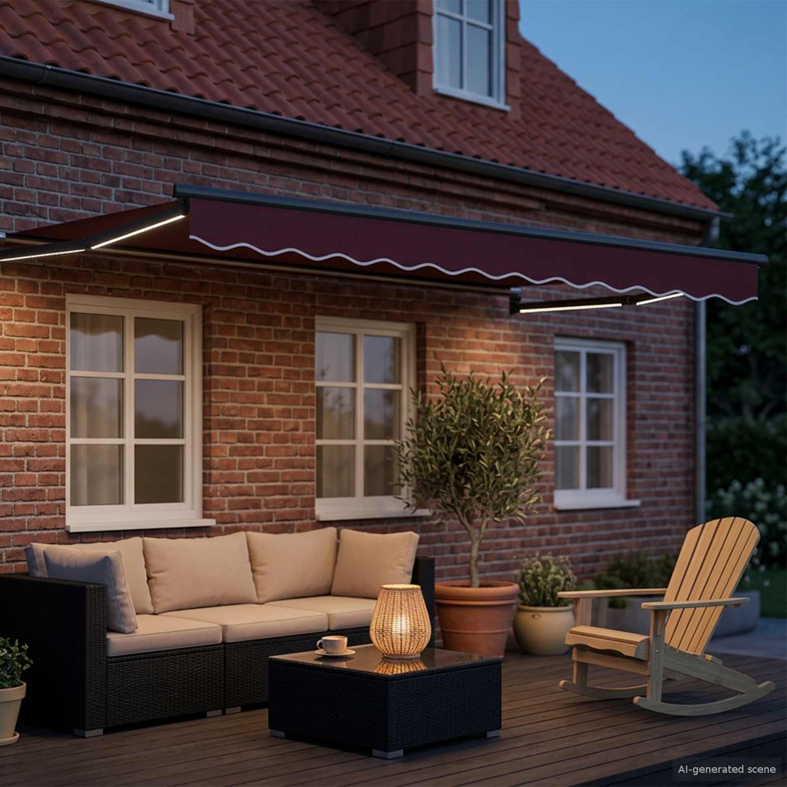 Handbediende luifel met LED's 2,5 x 2 m is nu te koop bij PeponiXL, paradijselijk wonen!