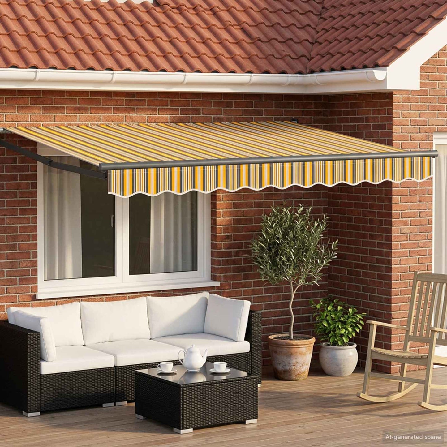 Handbediende luifel met LED's Geel, Grijs, Anthraciet 2,5 x 2 m is nu te koop bij PeponiXL, paradijselijk wonen!