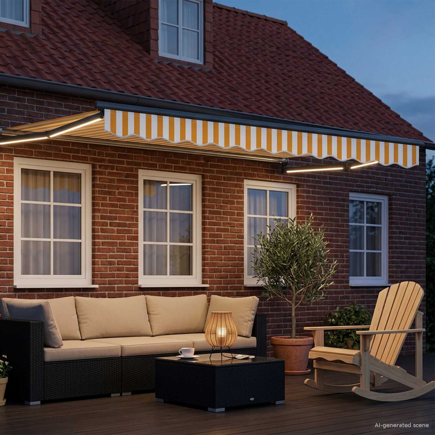 Handbediende luifel met LED's Geel, Wit, Anthraciet 3 x 2 m is nu te koop bij PeponiXL, paradijselijk wonen!