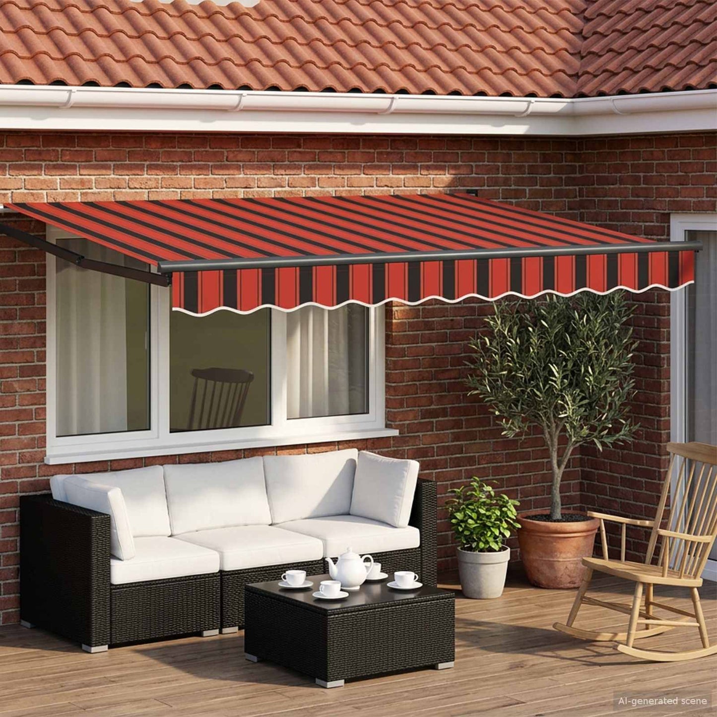 Handbediende luifel met LED's Oranje, Zwart, Anthraciet 3 x 2 m is nu te koop bij PeponiXL, paradijselijk wonen!