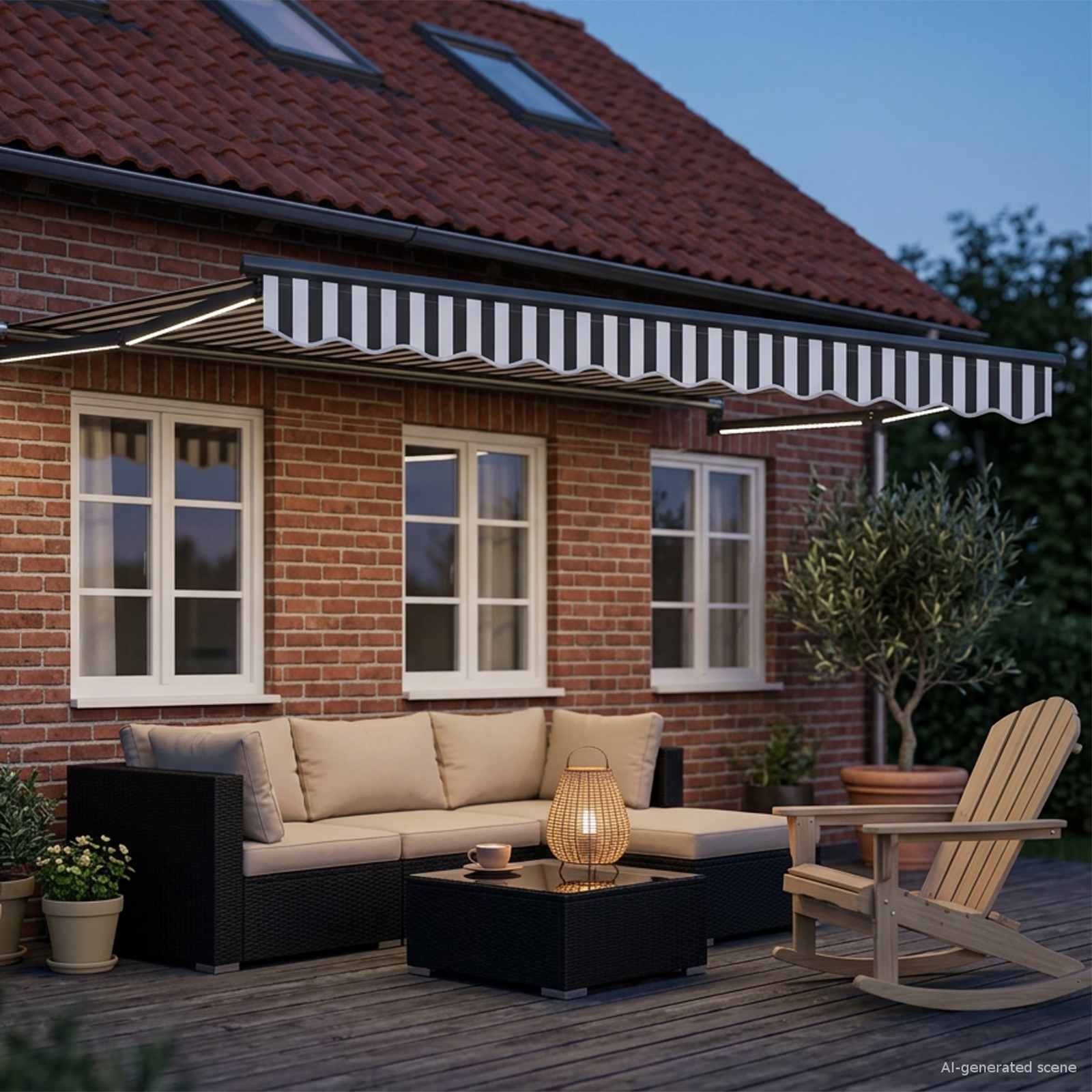 Handbediende luifel met LED's Antraciet en Wit 3 x 2 m is nu te koop bij PeponiXL, paradijselijk wonen!