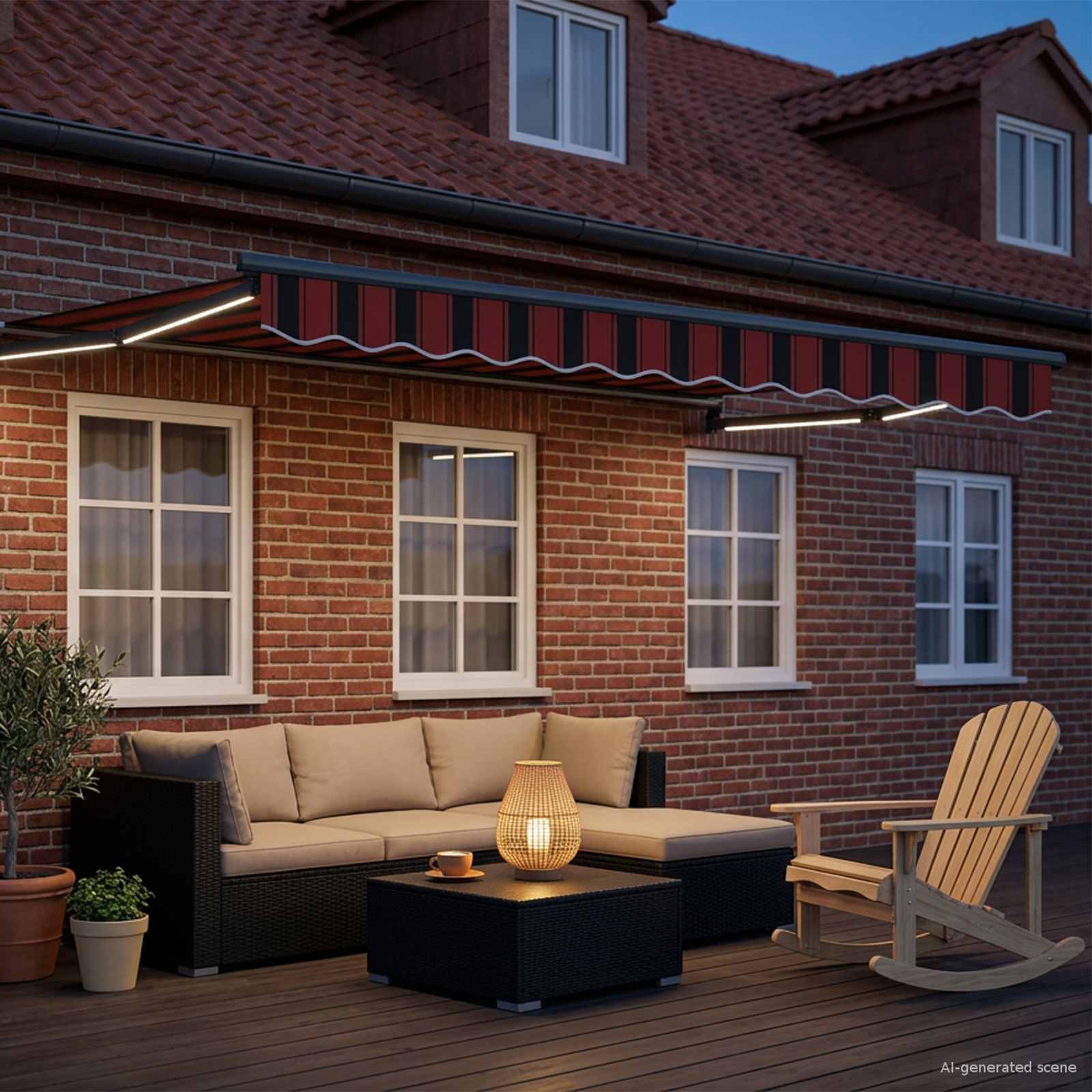 Handbediende luifel met LED's 3,5 x 2 m is nu te koop bij PeponiXL, paradijselijk wonen!