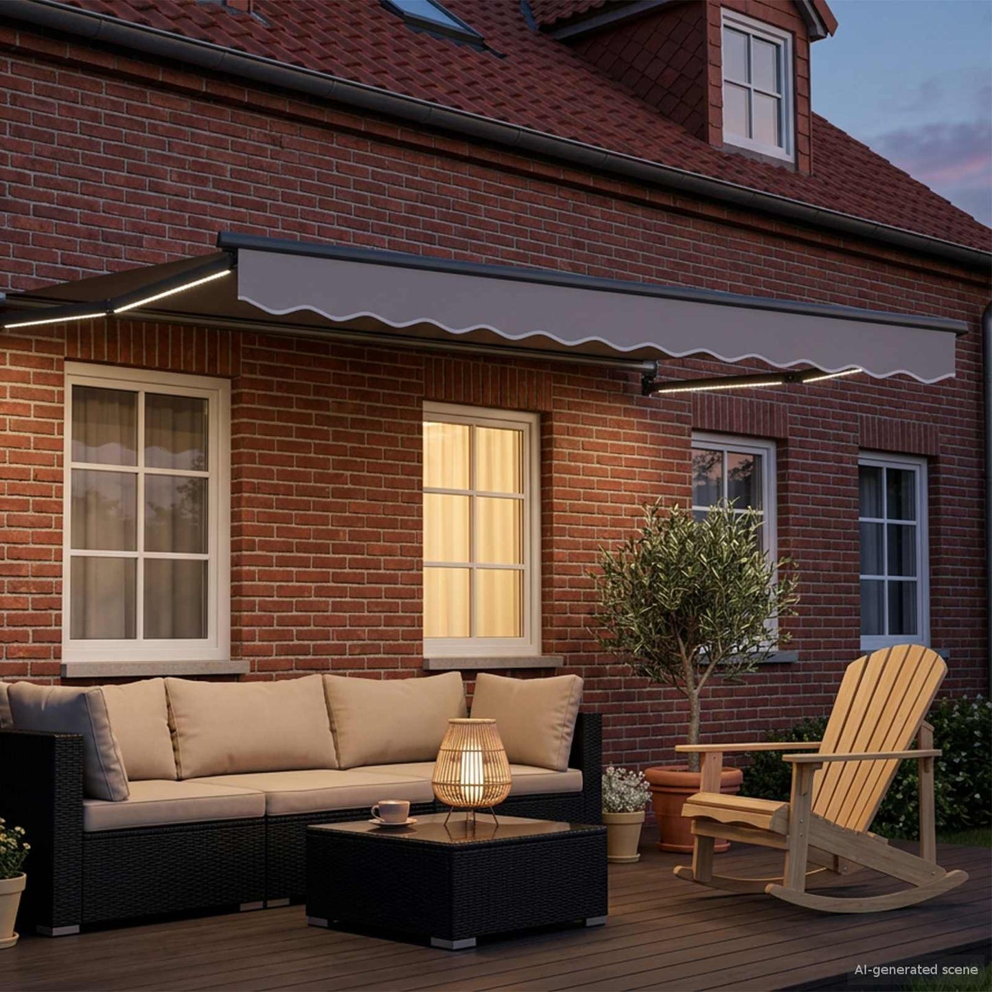 Handbediende luifel met LED's 3,5 x 2,5 m is nu te koop bij PeponiXL, paradijselijk wonen!