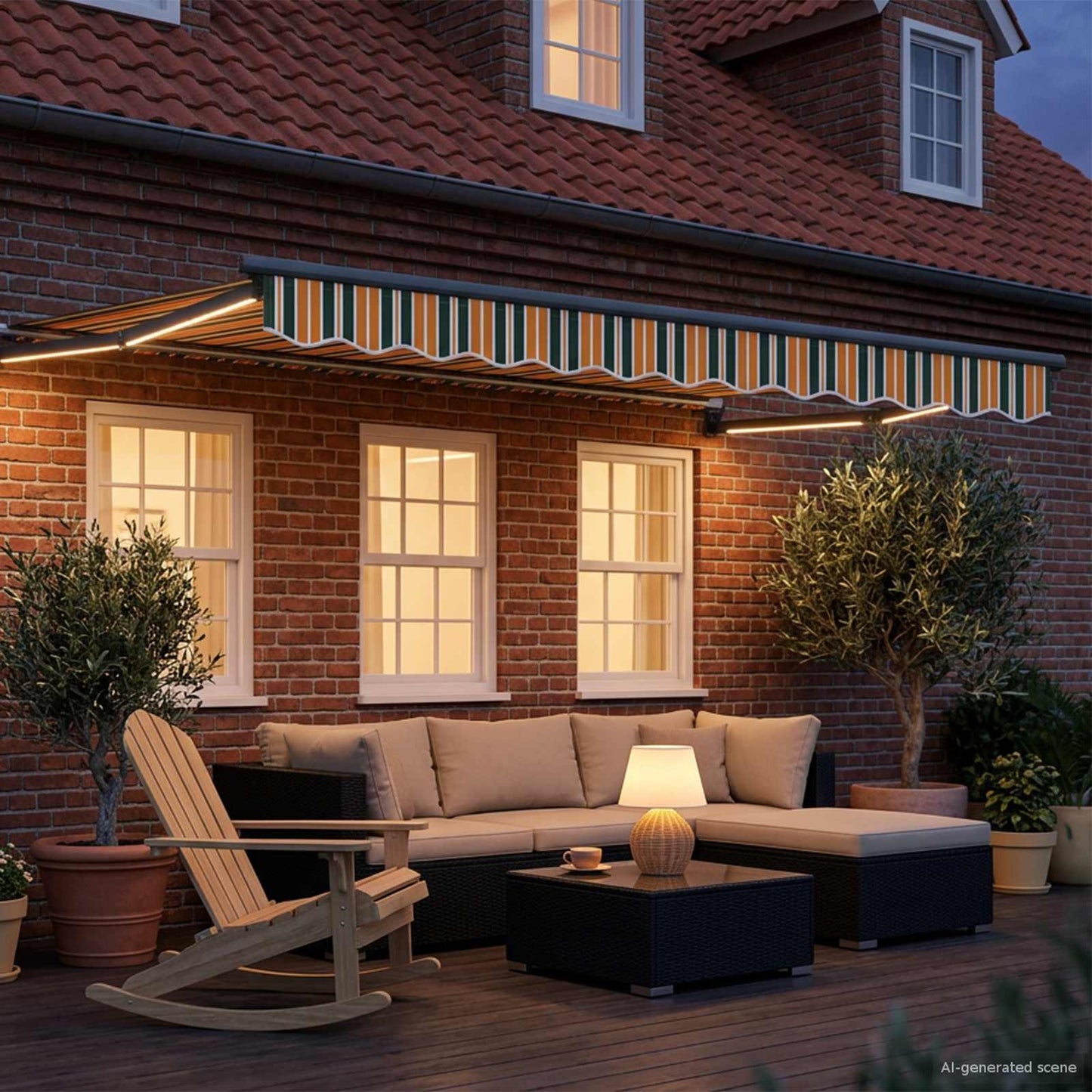 Handbediende luifel met LED's 3,5 x 2,5 m is nu te koop bij PeponiXL, paradijselijk wonen!