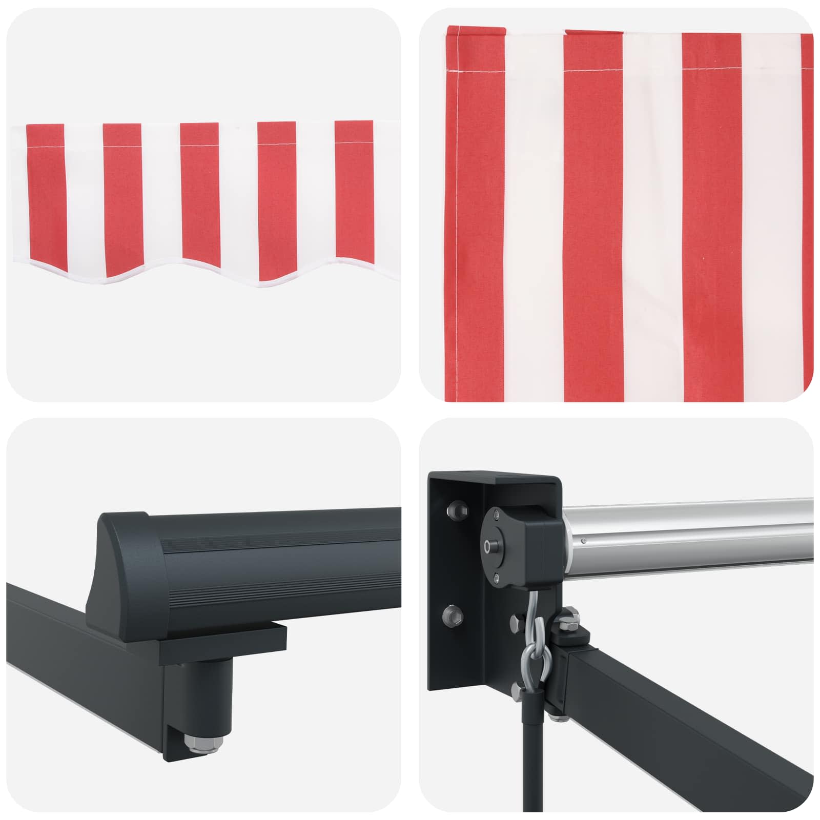 Handbediende luifel met LED's Rood, Wit, Anthraciet 4 × 3 m is nu te koop bij PeponiXL, paradijselijk wonen!