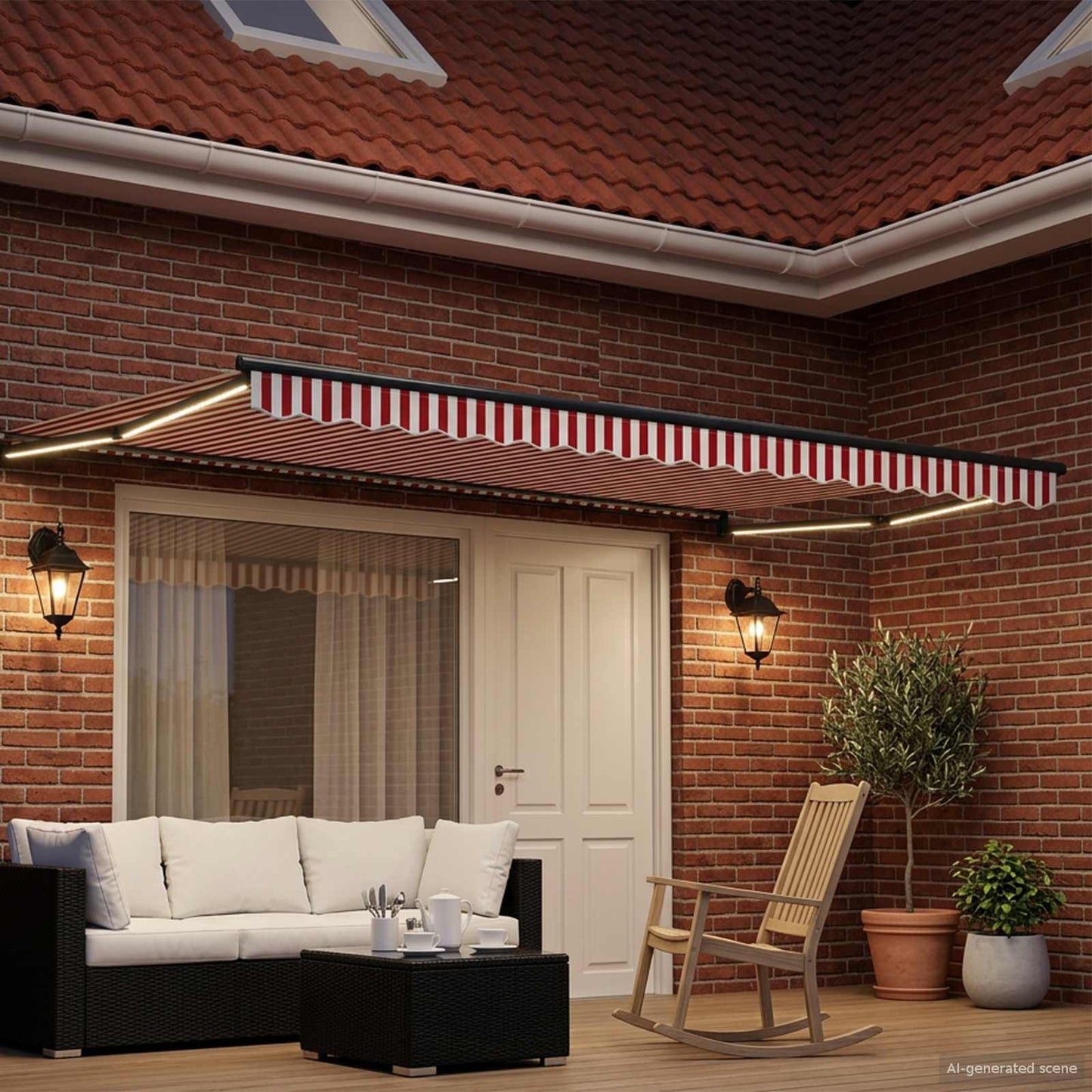 Handbediende luifel met LED's Rood, Wit, Anthraciet 4 × 3 m is nu te koop bij PeponiXL, paradijselijk wonen!