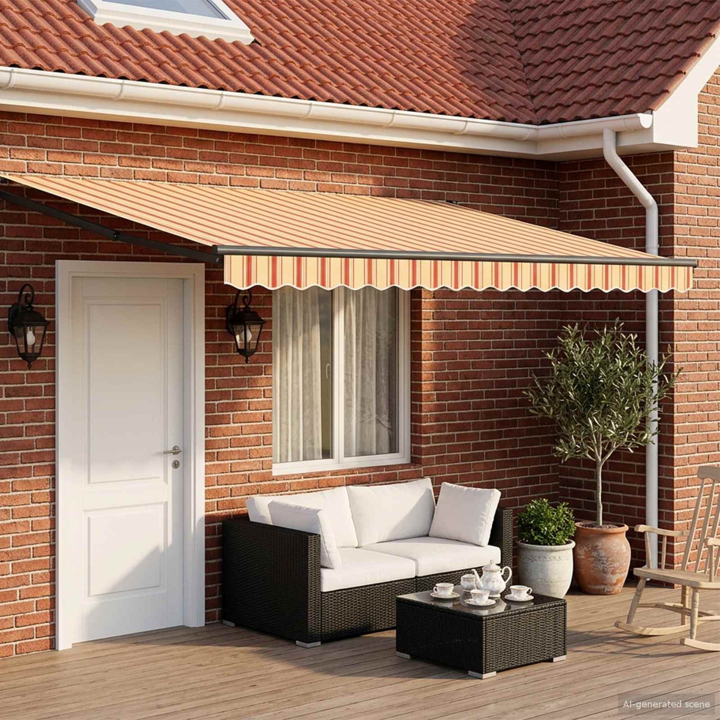 Handbediende luifel met LED's Multikleur 4,5 × 3 m is nu te koop bij PeponiXL, paradijselijk wonen!