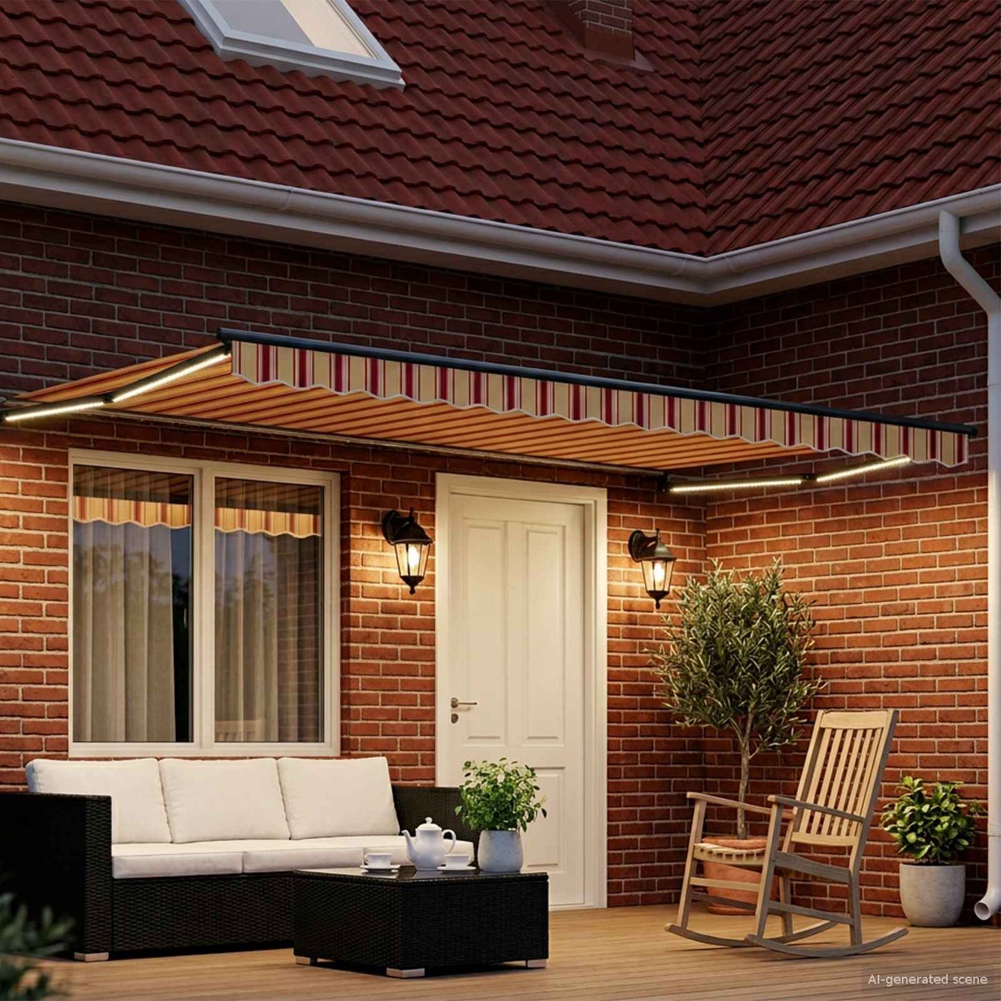 Handbediende luifel met LED's Multikleur 4,5 × 3 m is nu te koop bij PeponiXL, paradijselijk wonen!