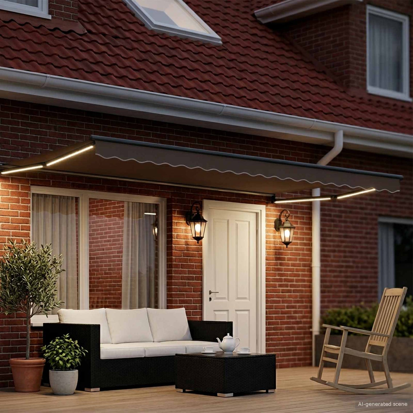 Handbediende luifel met LED's 4,5 × 3 m is nu te koop bij PeponiXL, paradijselijk wonen!