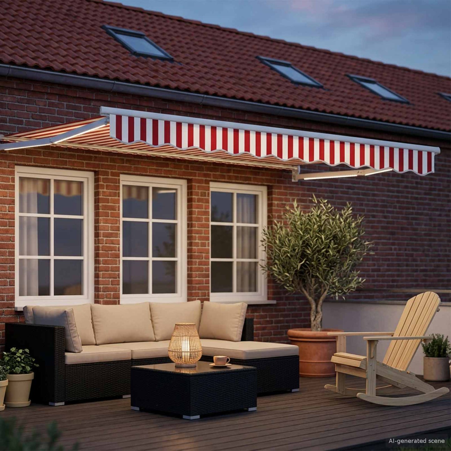 Elektrisch Uittrekbaar Zonnescherm Rood en Wit 3,5 x 2,5 m is nu te koop bij PeponiXL, paradijselijk wonen!
