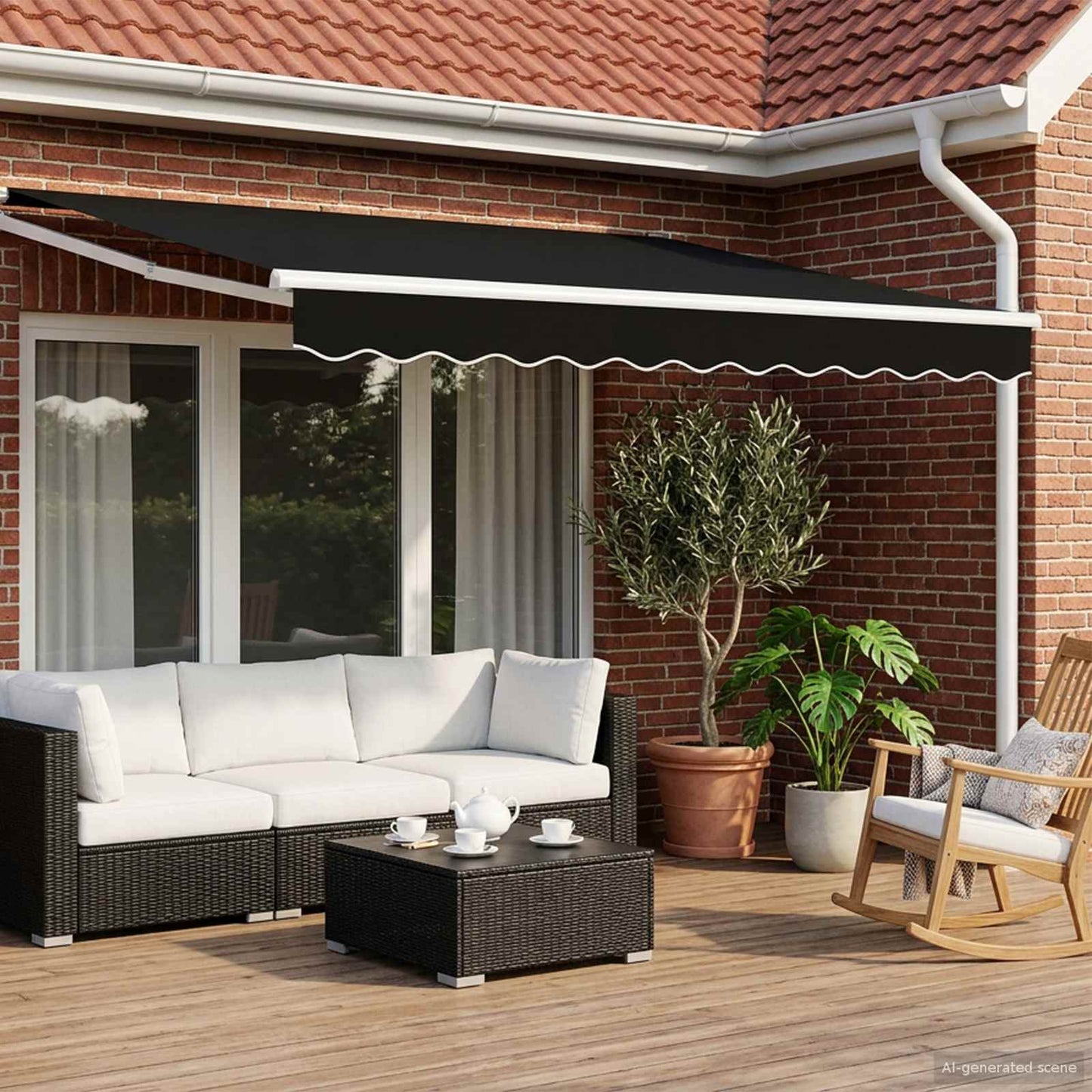 Elektrisch Uittrekbaar Zonnescherm Zwart 3,5 x 2,5 m is nu te koop bij PeponiXL, paradijselijk wonen!