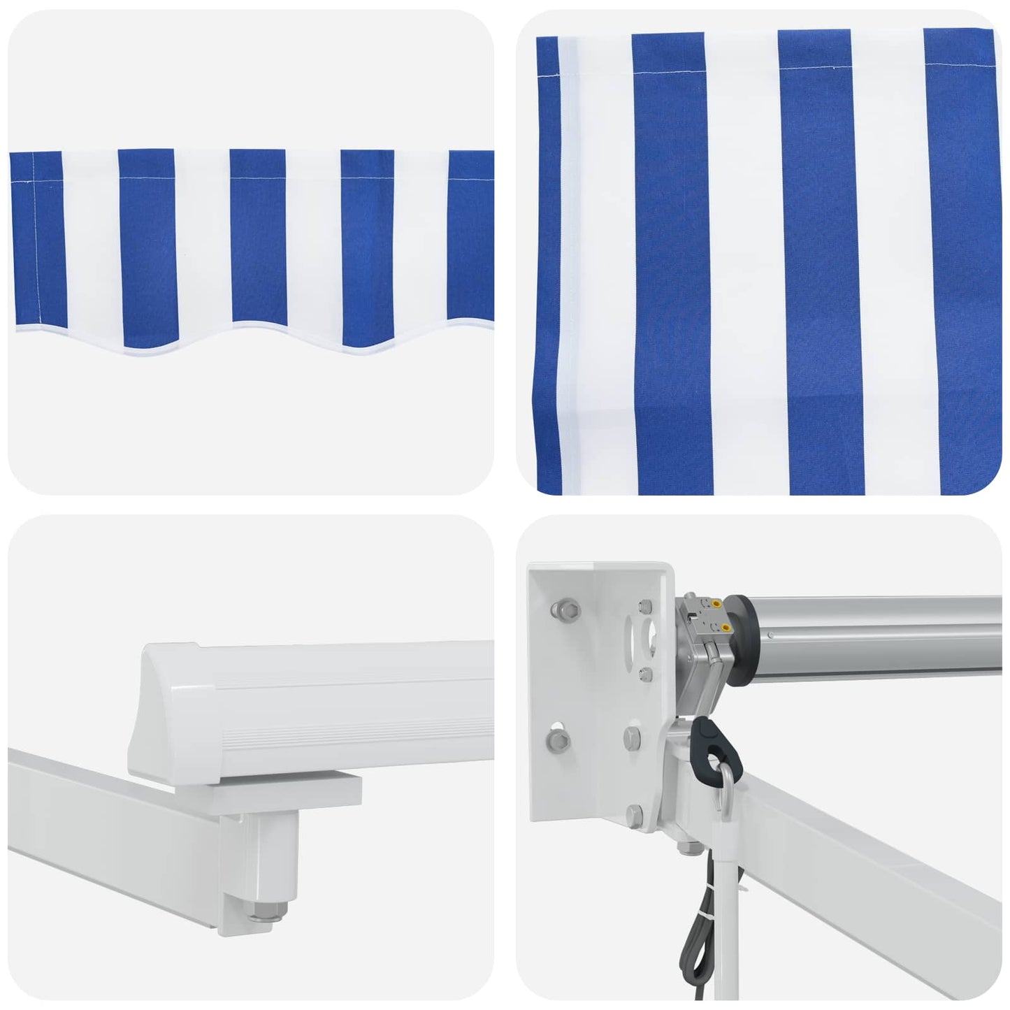 Elektrisch Uittrekbaar Zonnescherm Blauw en Wit 4 × 3 m is nu te koop bij PeponiXL, paradijselijk wonen!