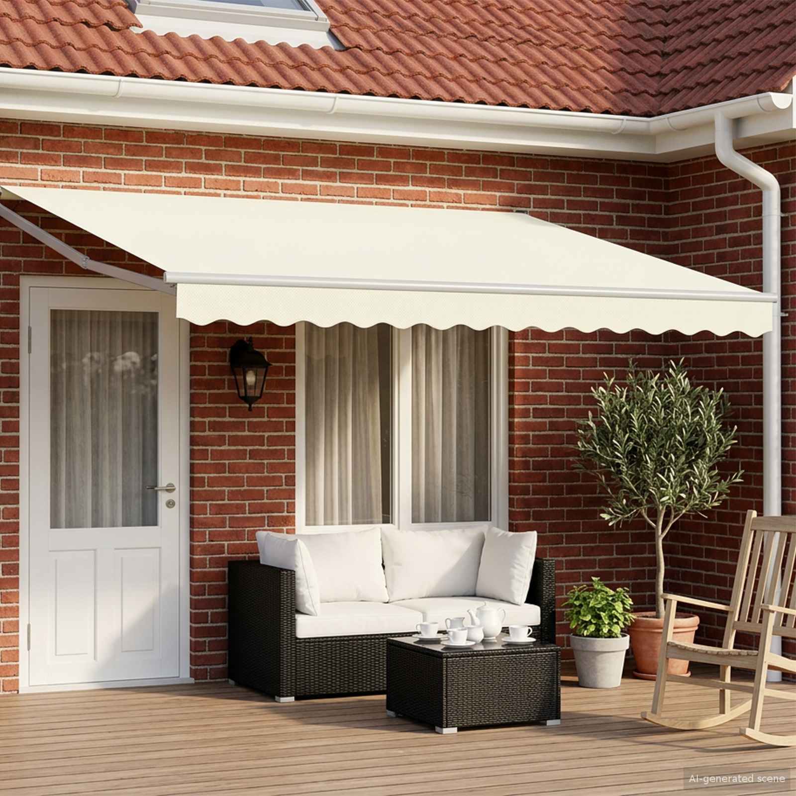 Elektrisch Uittrekbaar Zonnescherm Crème 4 × 3 m is nu te koop bij PeponiXL, paradijselijk wonen!