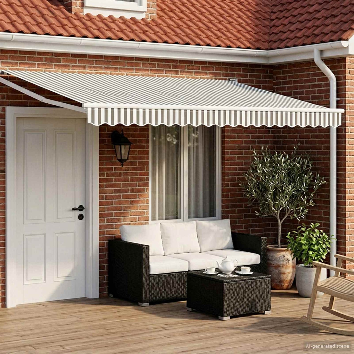 Elektrisch Uittrekbaar Zonnescherm Antraciet en Wit 5 x 3 m is nu te koop bij PeponiXL, paradijselijk wonen!