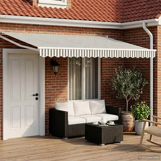 Elektrisch Uittrekbaar Zonnescherm Antraciet en Wit 5 x 3 m is nu te koop bij PeponiXL, paradijselijk wonen!