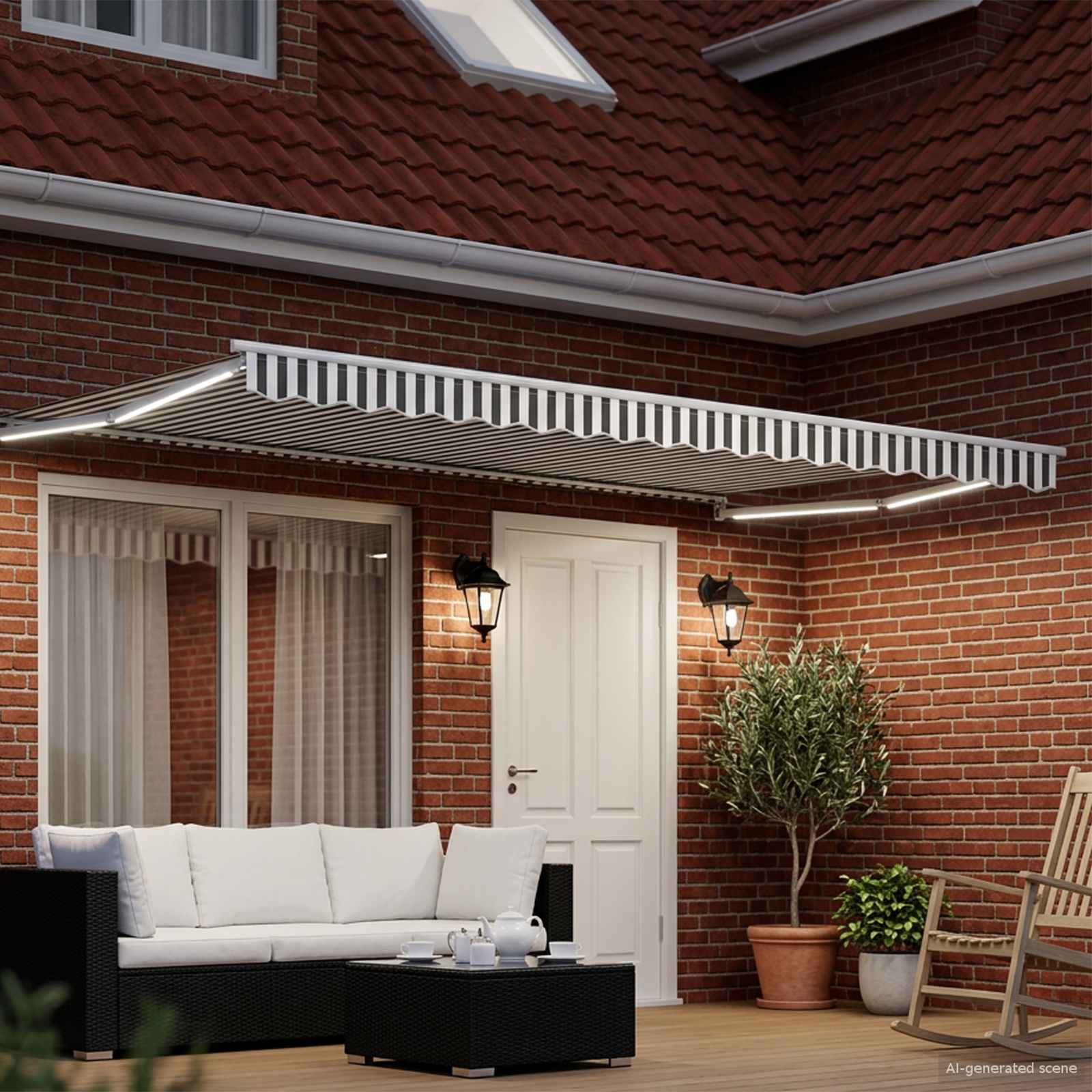 Elektrisch Uittrekbaar Zonnescherm Antraciet en Wit 5 x 3 m is nu te koop bij PeponiXL, paradijselijk wonen!
