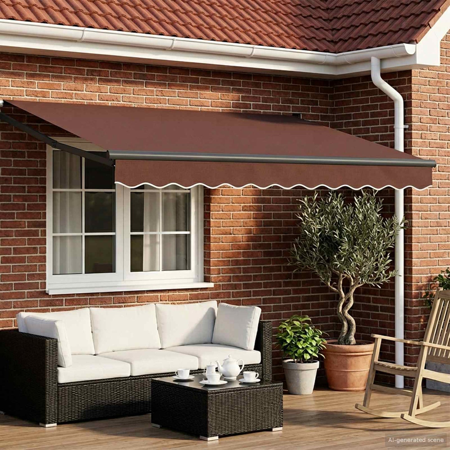 Elektrisch Uittrekbaar Zonnescherm Bruin 3 x 2 m is nu te koop bij PeponiXL, paradijselijk wonen!