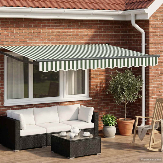 Elektrisch Uittrekbaar Zonnescherm Groen en Wit 3 x 2 m is nu te koop bij PeponiXL, paradijselijk wonen!