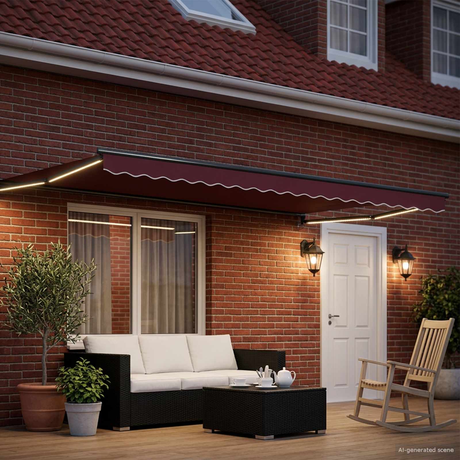 Elektrisch Uittrekbaar Zonnescherm Bordeaux Rood 4 x 2 m is nu te koop bij PeponiXL, paradijselijk wonen!