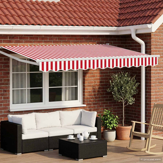 Elektrisch Uittrekbaar Zonnescherm Rood en Wit 2,5 x 2 m is nu te koop bij PeponiXL, paradijselijk wonen!