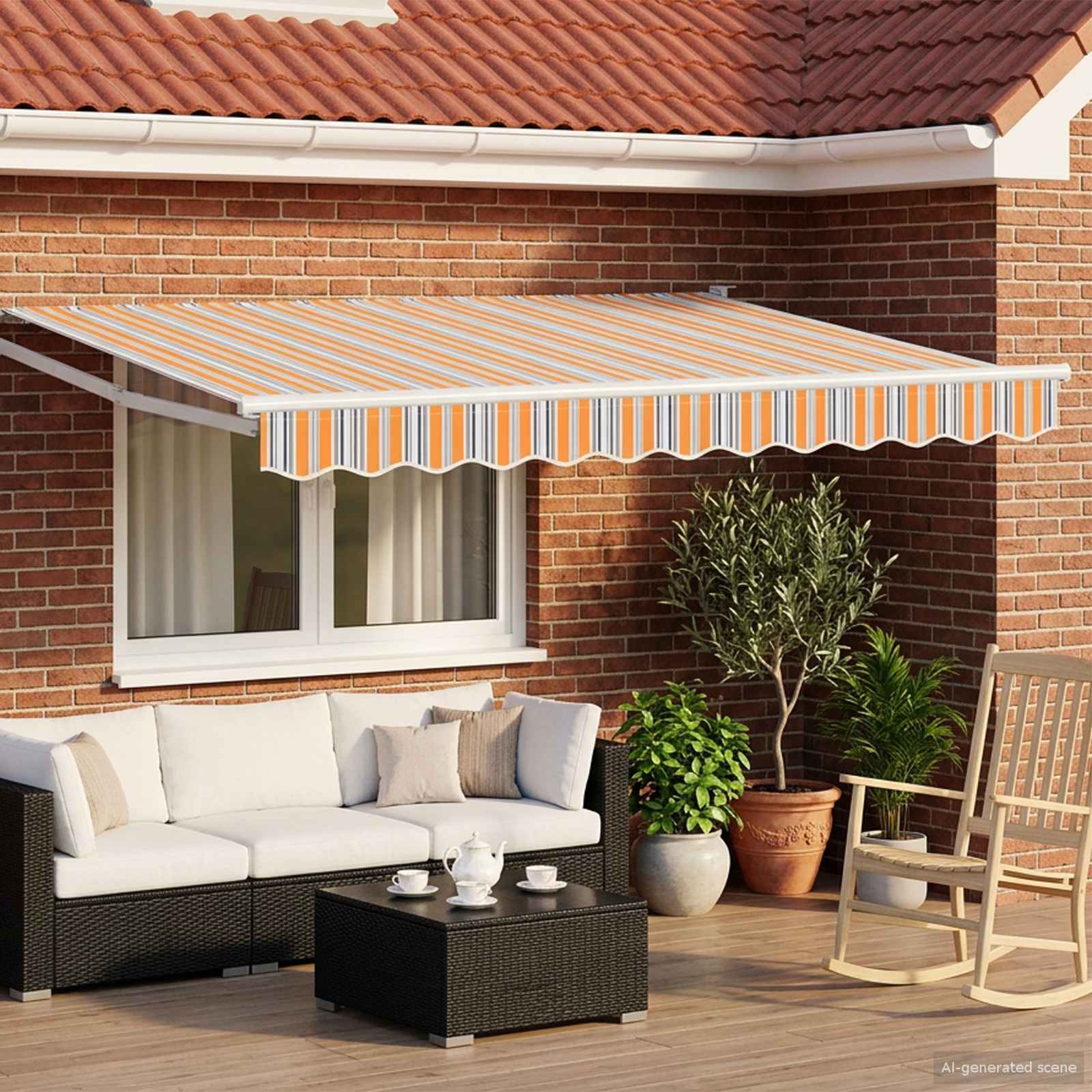 Elektrisch Uittrekbaar Zonnescherm Grijs, Oranje, Wit 3 x 2,5 m is nu te koop bij PeponiXL, paradijselijk wonen!
