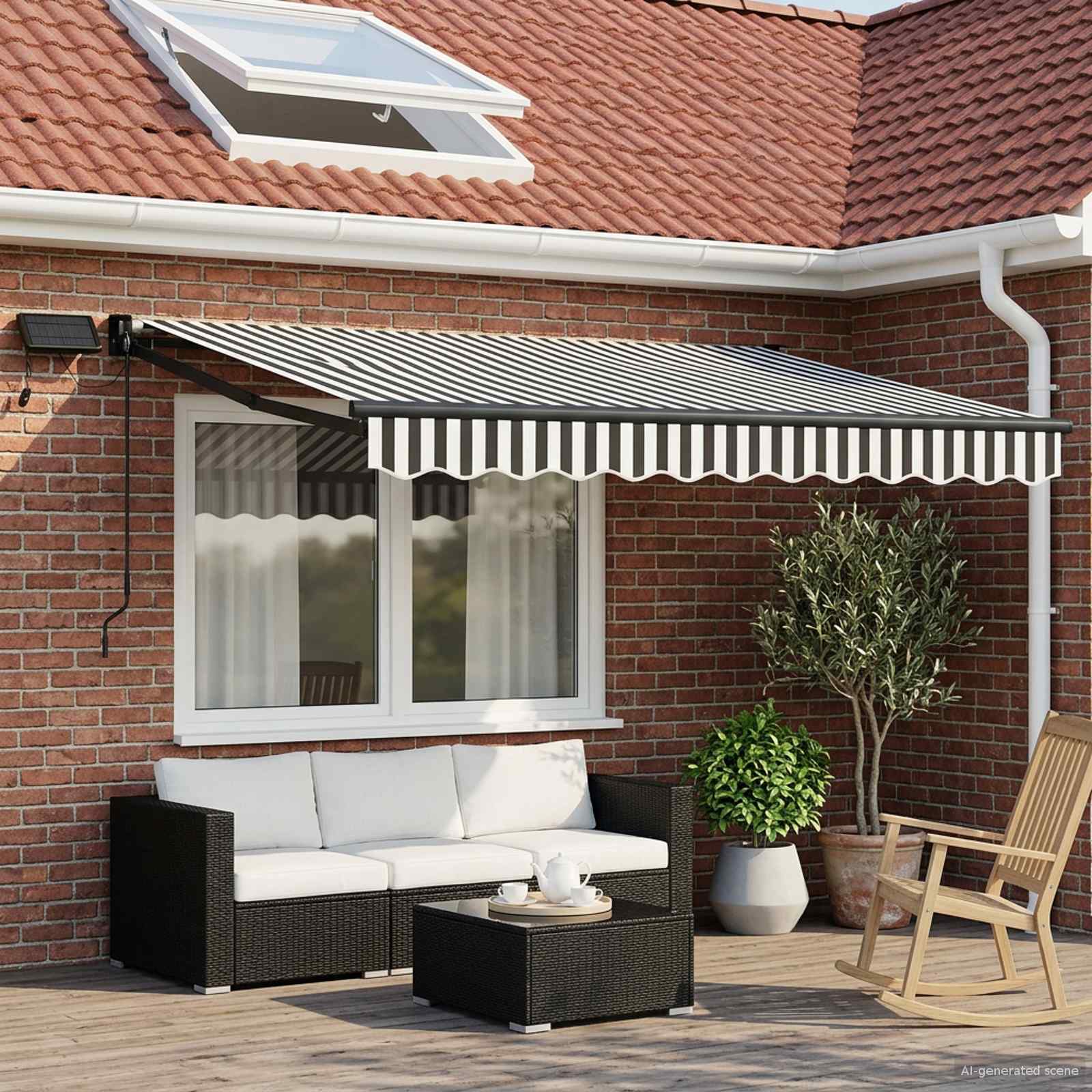 Elektrisch Uittrekbaar Zonnescherm Antraciet en Wit 3 x 2 m is nu te koop bij PeponiXL, paradijselijk wonen!
