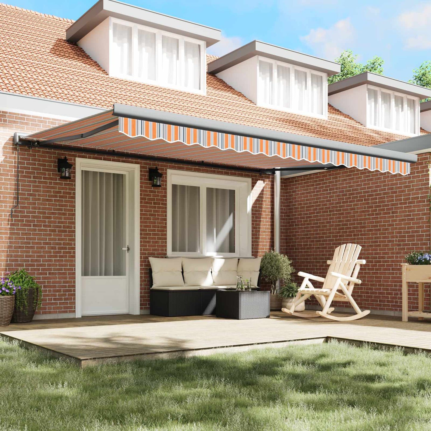 Inklapbaar Zonnescherm Oranje en Grijs 400 × 300 cm is nu te koop bij PeponiXL, paradijselijk wonen!