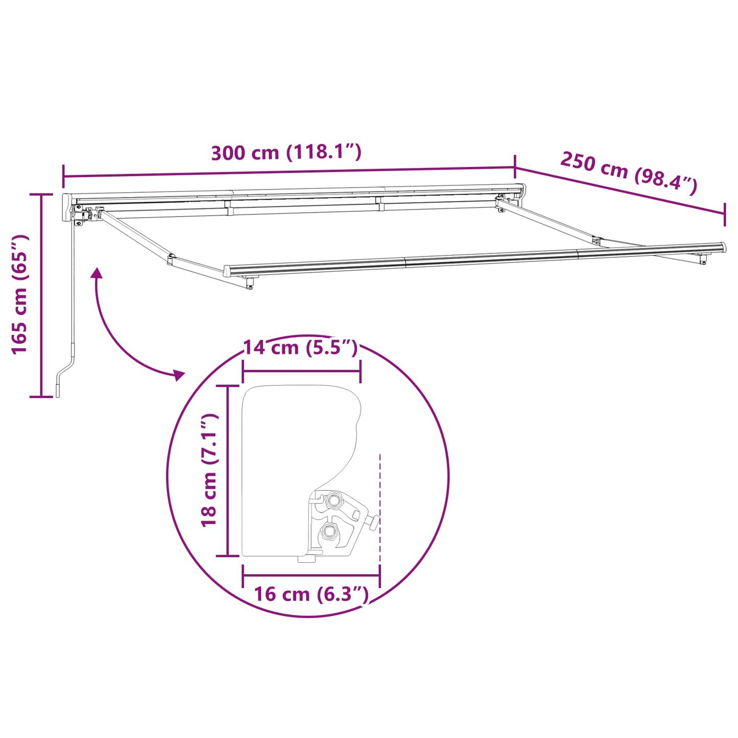 Handmatig uitschuifbare luifel Lichtgrijs 3 x 2,5 m is nu te koop bij PeponiXL, paradijselijk wonen!