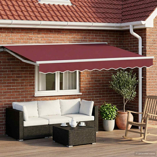 Handmatig uitschuifbare luifel Bordeauxrood 3,5 x 2,5 m is nu te koop bij PeponiXL, paradijselijk wonen!