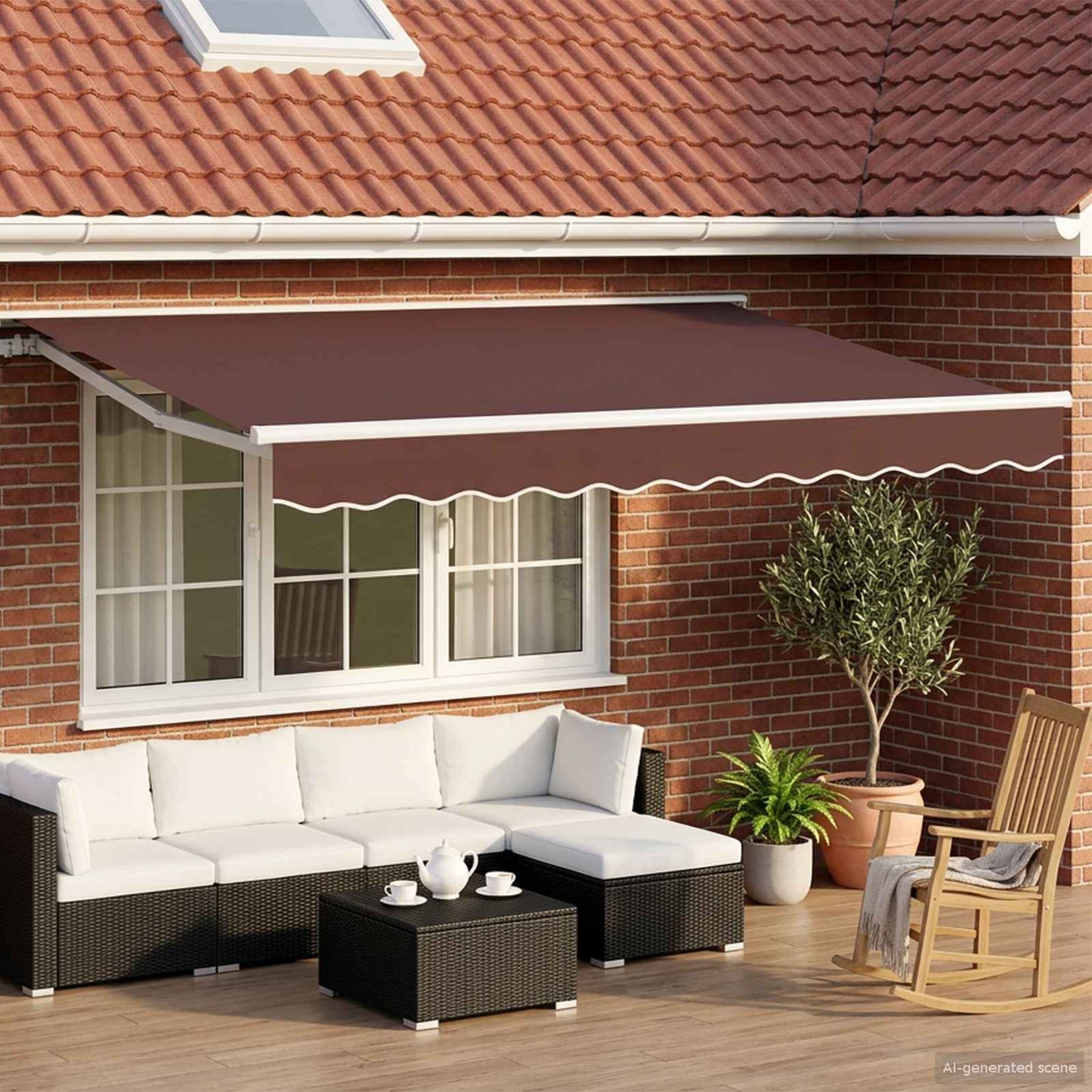 Handmatig uitschuifbare luifel Bruin 3,5 x 2,5 m is nu te koop bij PeponiXL, paradijselijk wonen!
