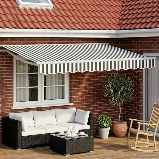 Handmatig uitschuifbare luifel Antraciet en Wit 3,5 x 2,5 m is nu te koop bij PeponiXL, paradijselijk wonen!