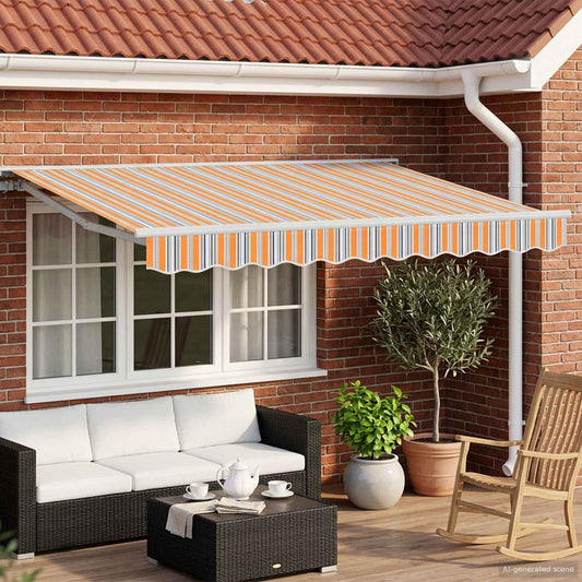 Handmatig uitschuifbare luifel Oranje, Grijs, Blauw, Wit is nu te koop bij PeponiXL, paradijselijk wonen!