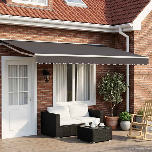 Handmatig uitschuifbare luifel Antracietkleurig 4 × 3,5 m is nu te koop bij PeponiXL, paradijselijk wonen!