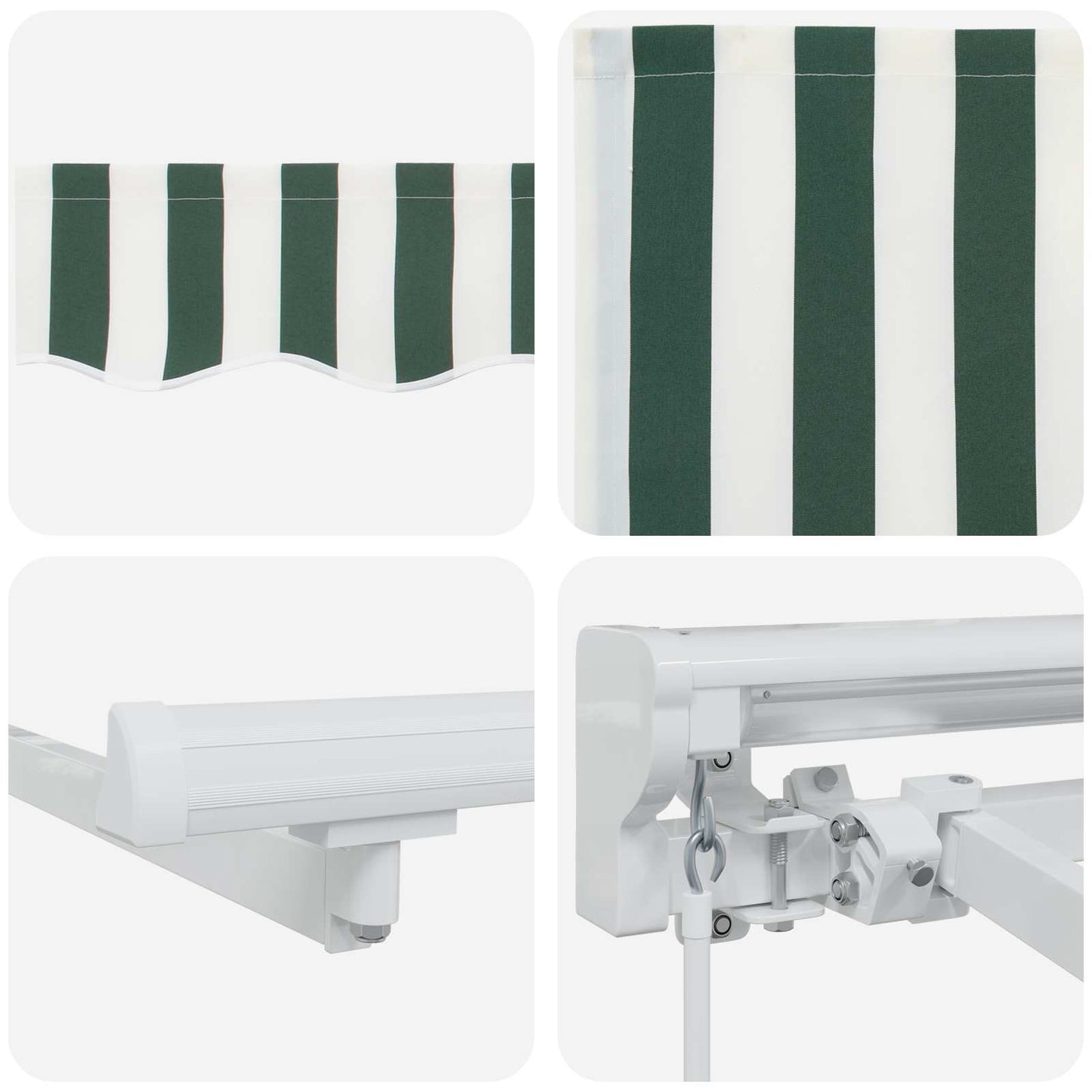 Handmatig uitschuifbare luifel Groen en Wit 5 x 3 m is nu te koop bij PeponiXL, paradijselijk wonen!