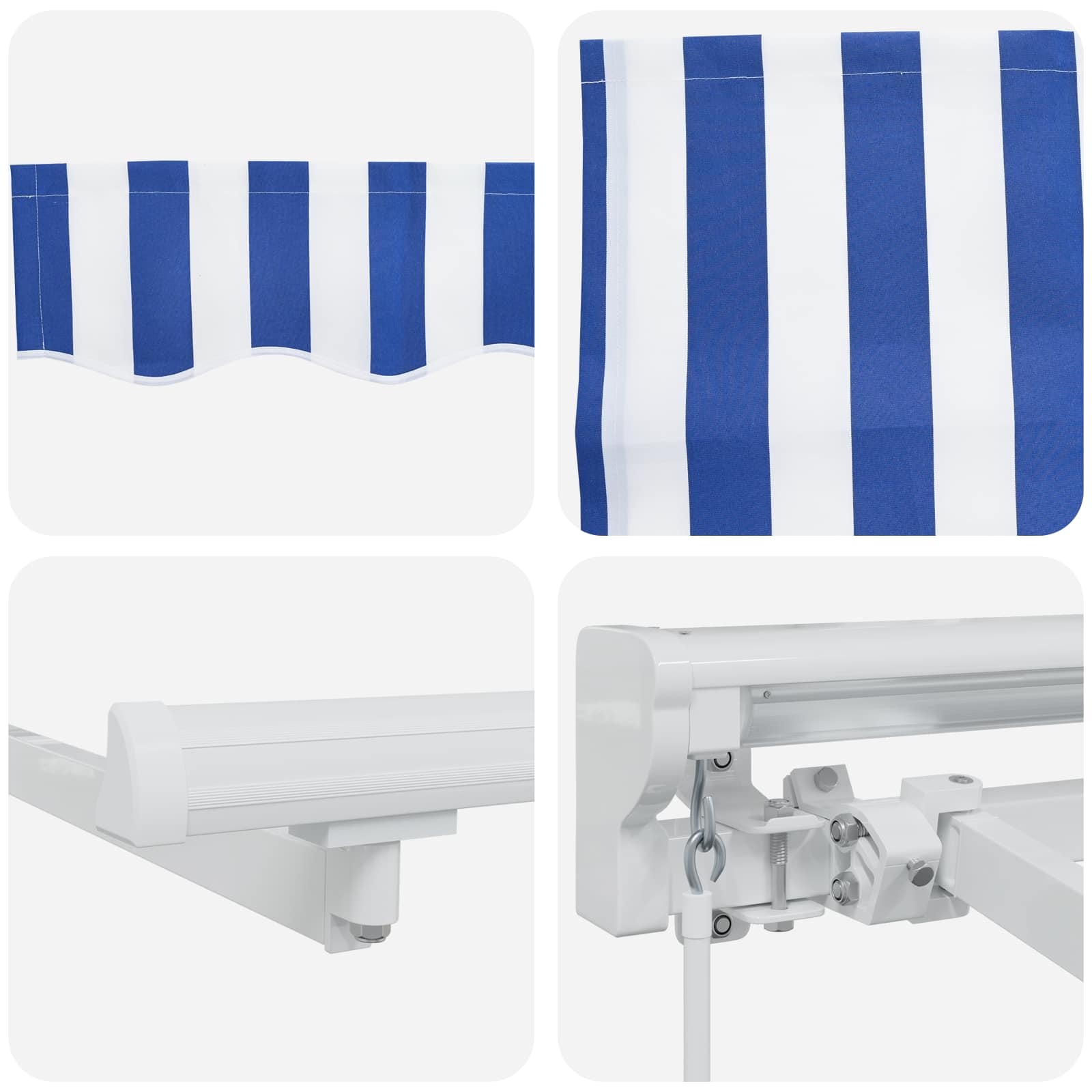 Handmatig uitschuifbare luifel Blauw en Wit 5 × 3,5 m is nu te koop bij PeponiXL, paradijselijk wonen!