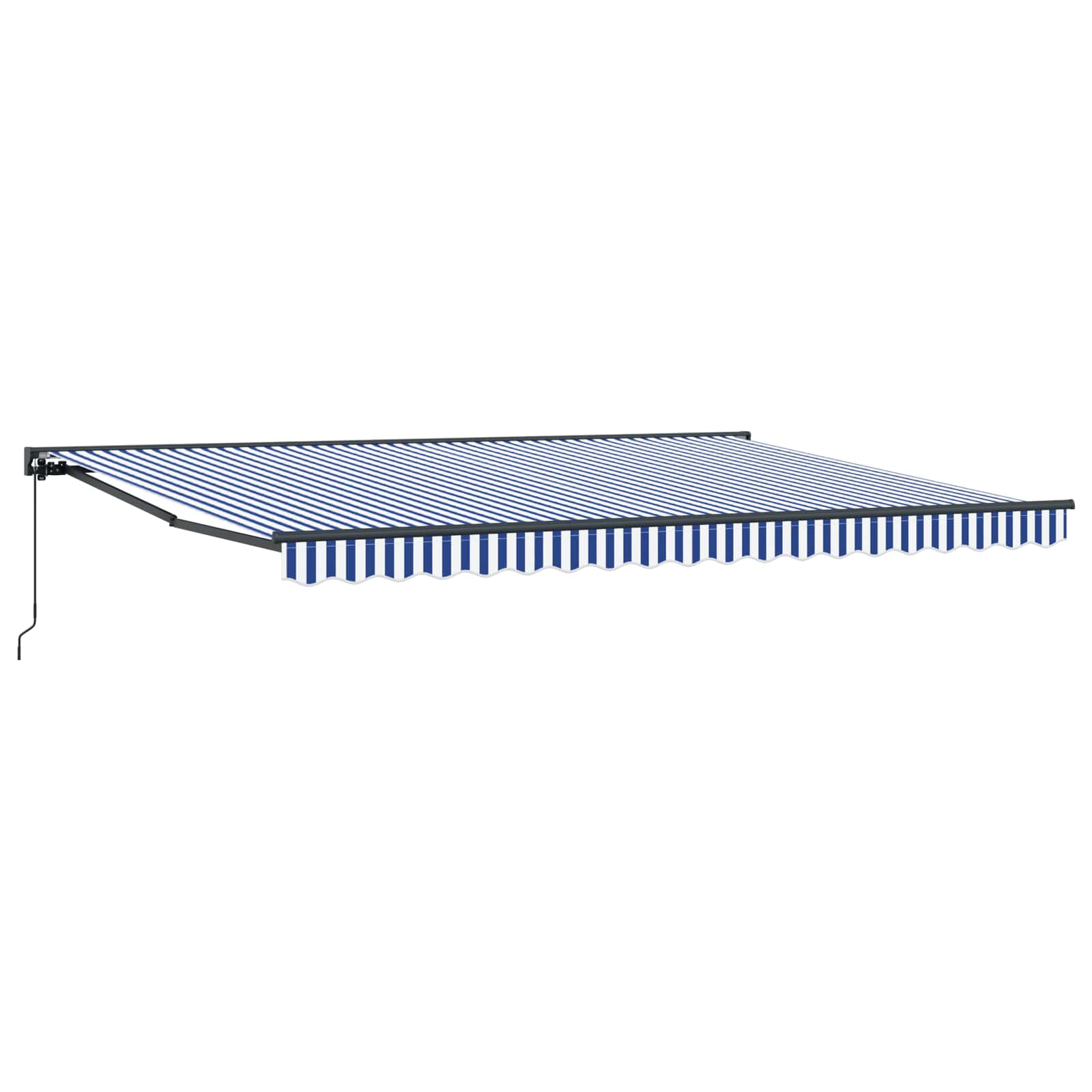 Handmatig uitschuifbare luifel Blauw en Wit 4,5 × 3,5 m is nu te koop bij PeponiXL, paradijselijk wonen!