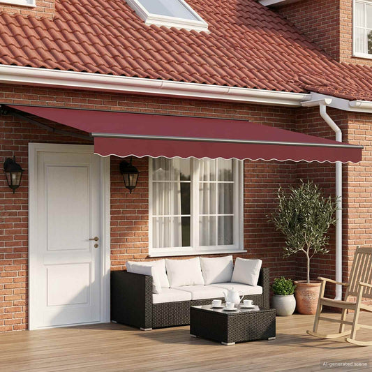 Handmatig uitschuifbare luifel Bordeauxrood 4,5 × 3,5 m is nu te koop bij PeponiXL, paradijselijk wonen!