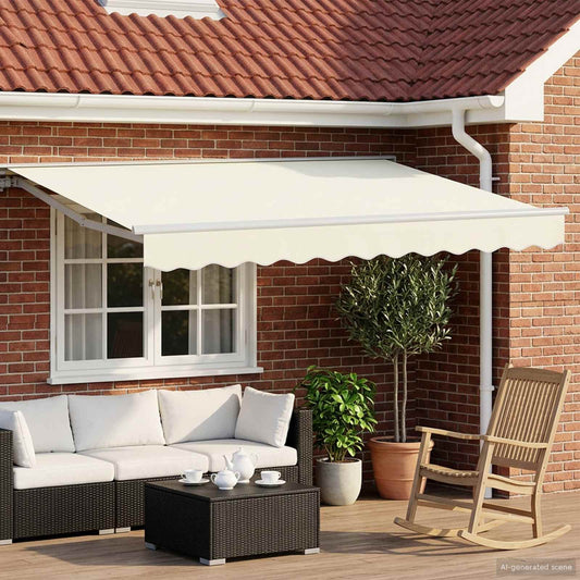 Handmatige Luifelhouder met LED's Crème en Wit 3 x 2 m is nu te koop bij PeponiXL, paradijselijk wonen!